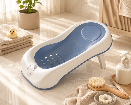 Newborn Bath Lying Rack, Baby Convertible Sit-Lie Bath Bed with Temperature Sensing, Universal Non-Slip Bath Net, Parent Helper