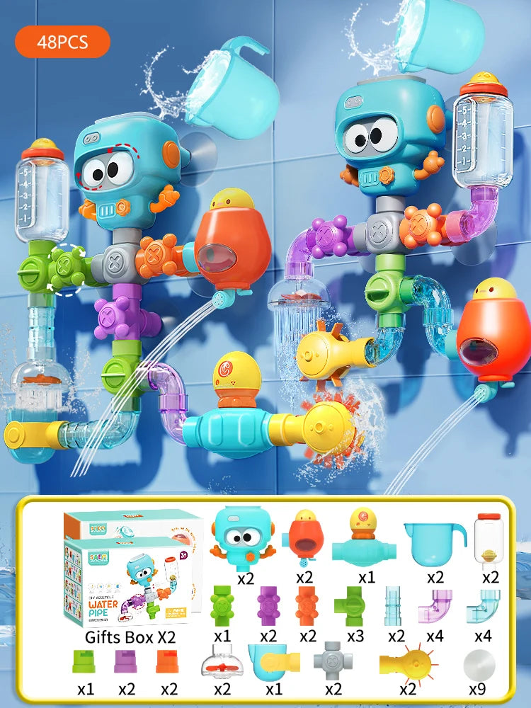 Water Play Bath Toy with Spinners and Tubes