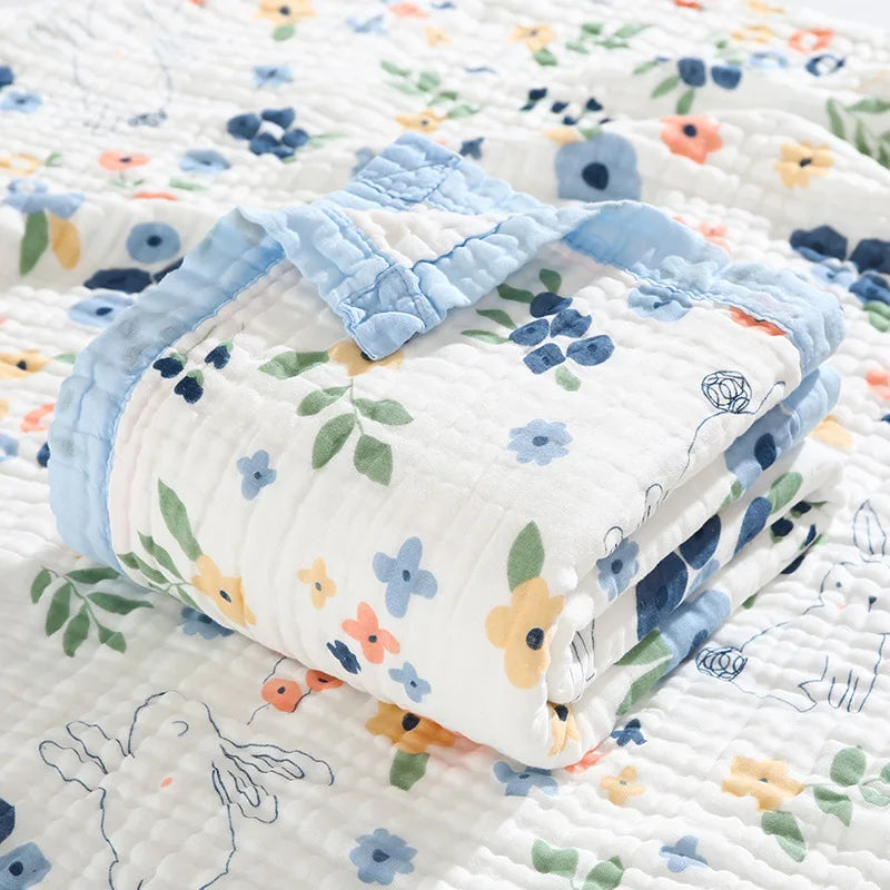 Baby Blankets 6 Layers 100% Cotton Gauze Breathable Infant Wrap Soft Absorbent Newborn Swaddle Blankets Cartoon Baby Bath Towel