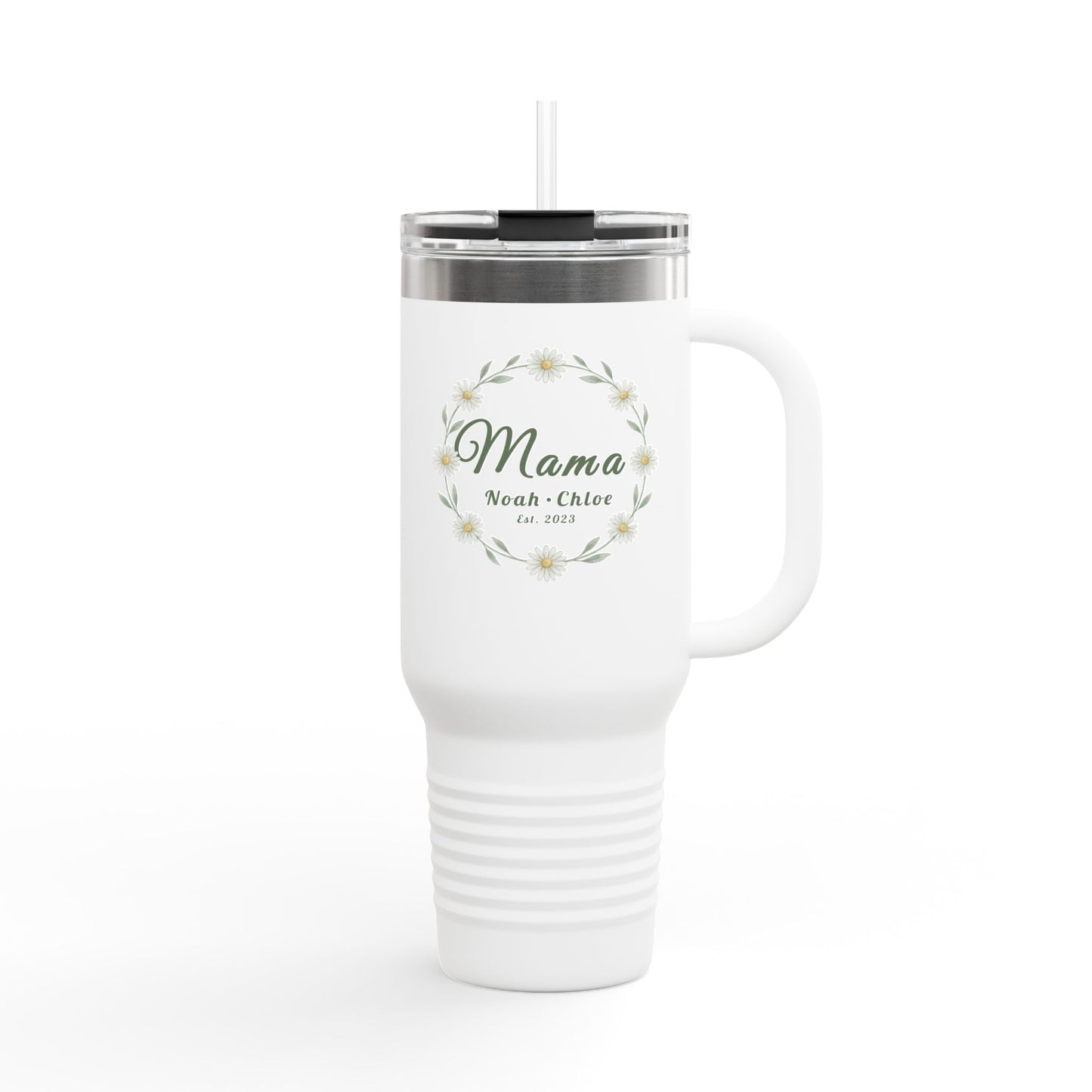 Mama Floral 40oz Insulated Travel Mug – Personalized Mom Tumbler
