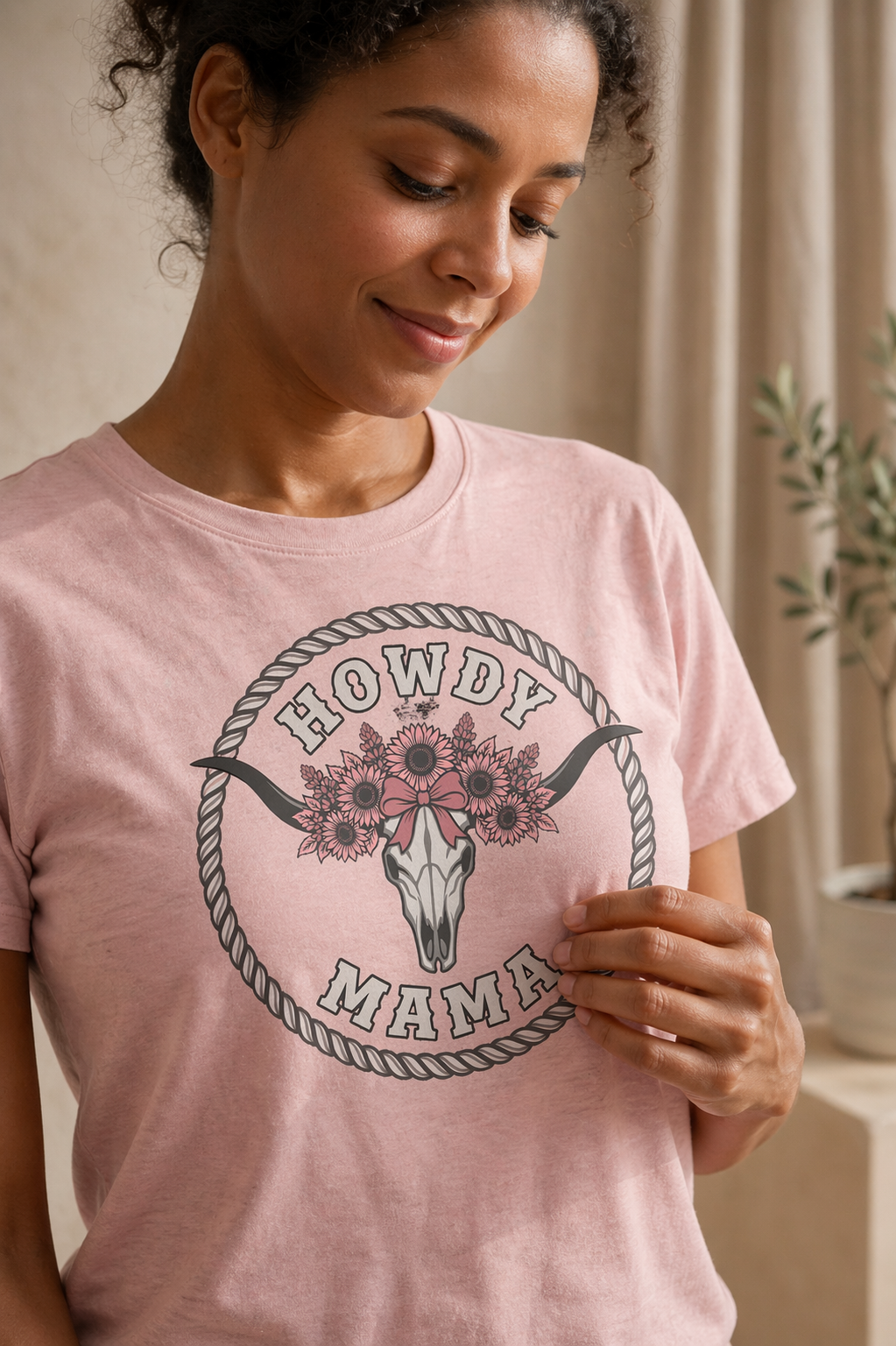 Cow Skull Floral Graphic