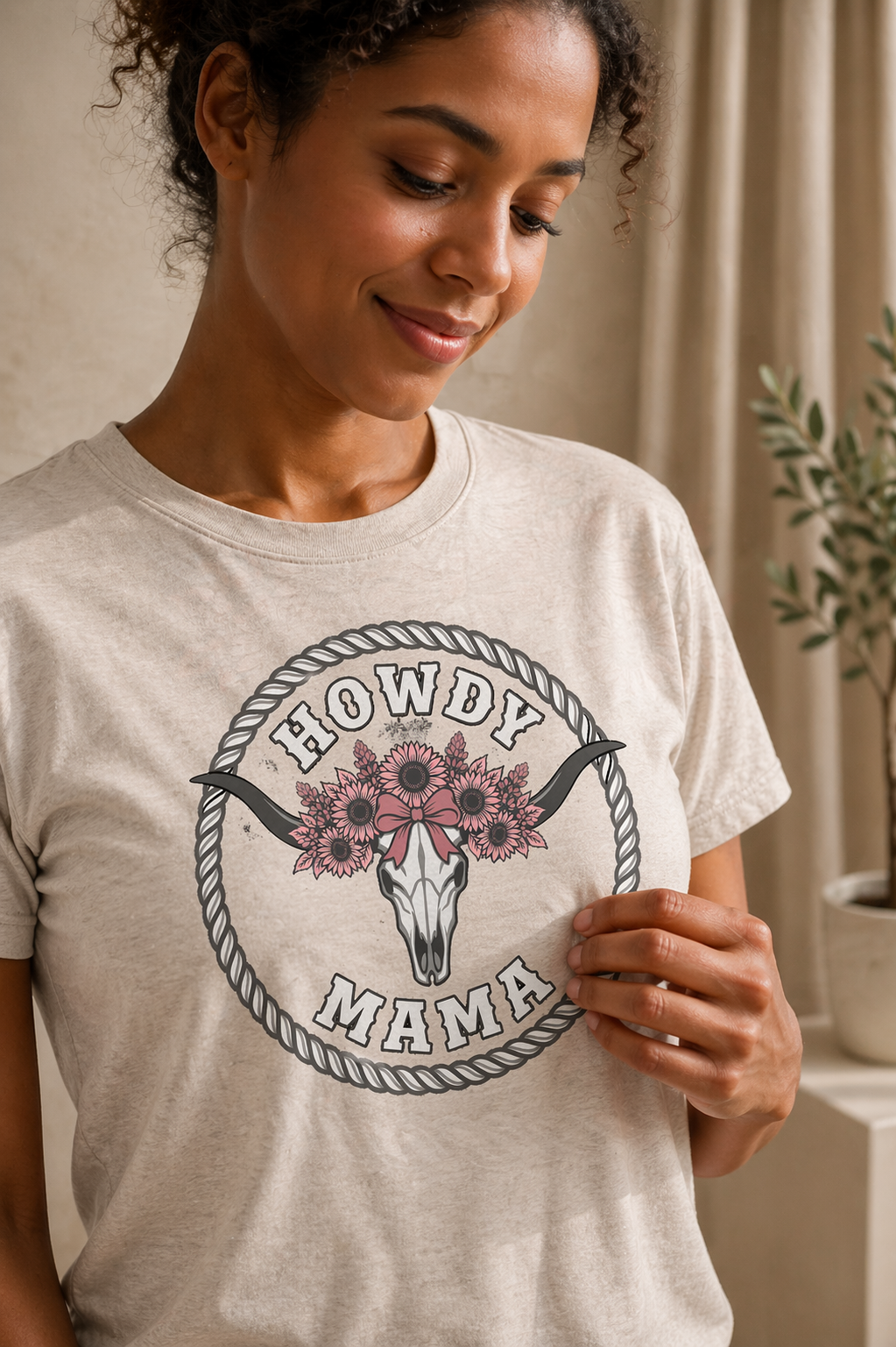 Cow Skull Floral Graphic