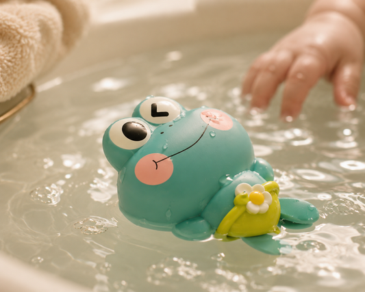Wind-Up Swimming Frog Bath Toys for Toddlers, No Battery Mold-Free ABS Montessori Water Toy for Kids