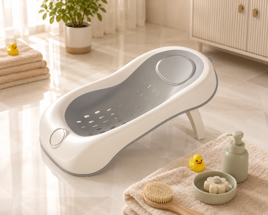 Newborn Bath Lying Rack, Baby Convertible Sit-Lie Bath Bed with Temperature Sensing, Universal Non-Slip Bath Net, Parent Helper