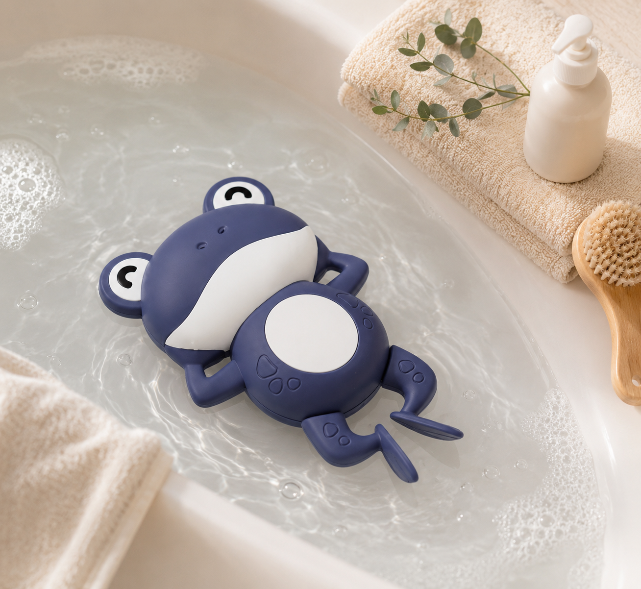 Wind-Up Swimming Frog Bath Toy Set