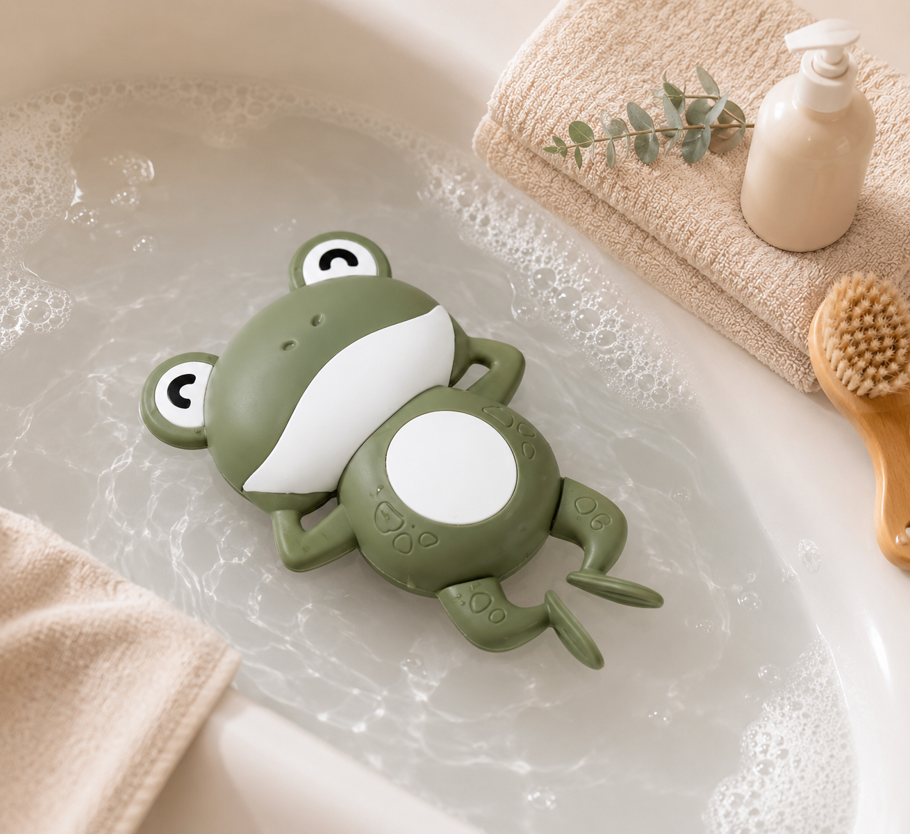 Wind-Up Swimming Frog Bath Toy Set