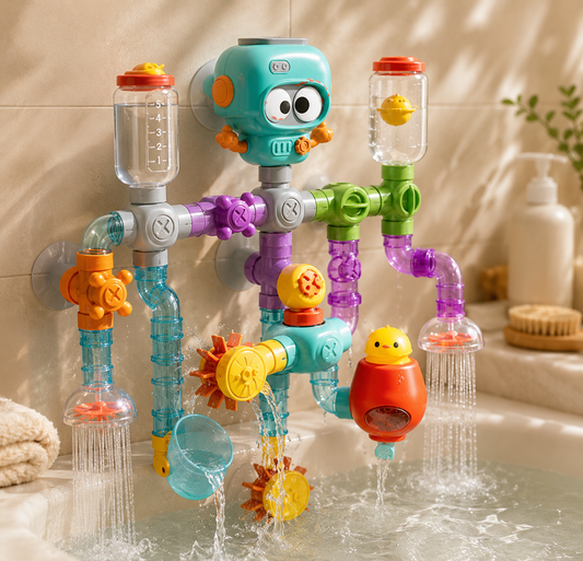 Baby Bath Toys with Strong Suction Cups Tubes Spinner Squirt Water Game Set Toddlers Kids Shower Pool for 3 Years Children Gifts
