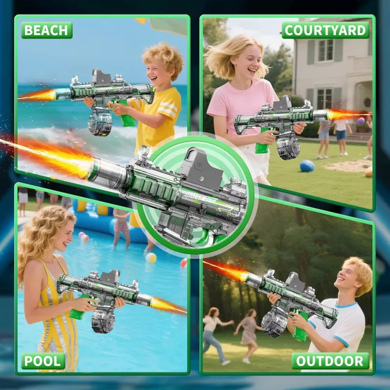 M416 Led Simulation Fire Electric Water Guns for Children Large Capacity Automatic Continuous Water Gun Kids Summer Outdoor Toys