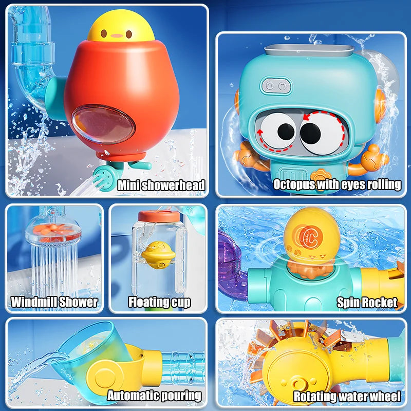 Water Play Bath Toy with Spinners and Tubes