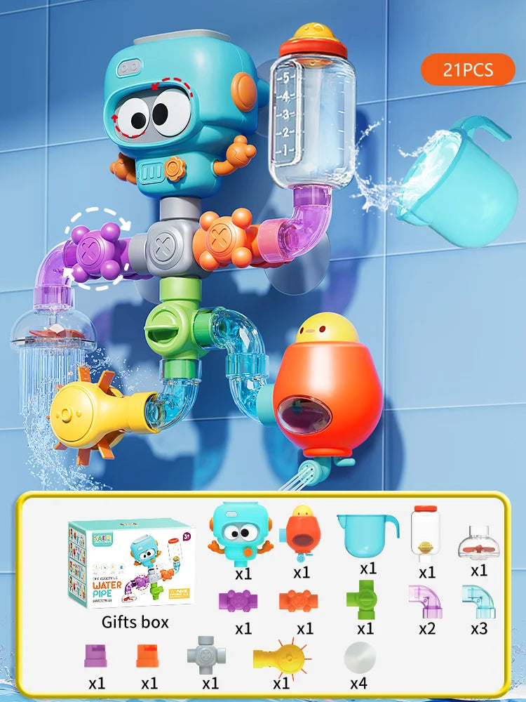 Water Play Bath Toy with Spinners and Tubes
