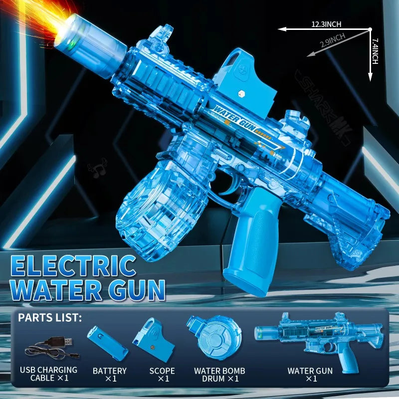 M416 Led Simulation Fire Electric Water Guns for Children Large Capacity Automatic Continuous Water Gun Kids Summer Outdoor Toys