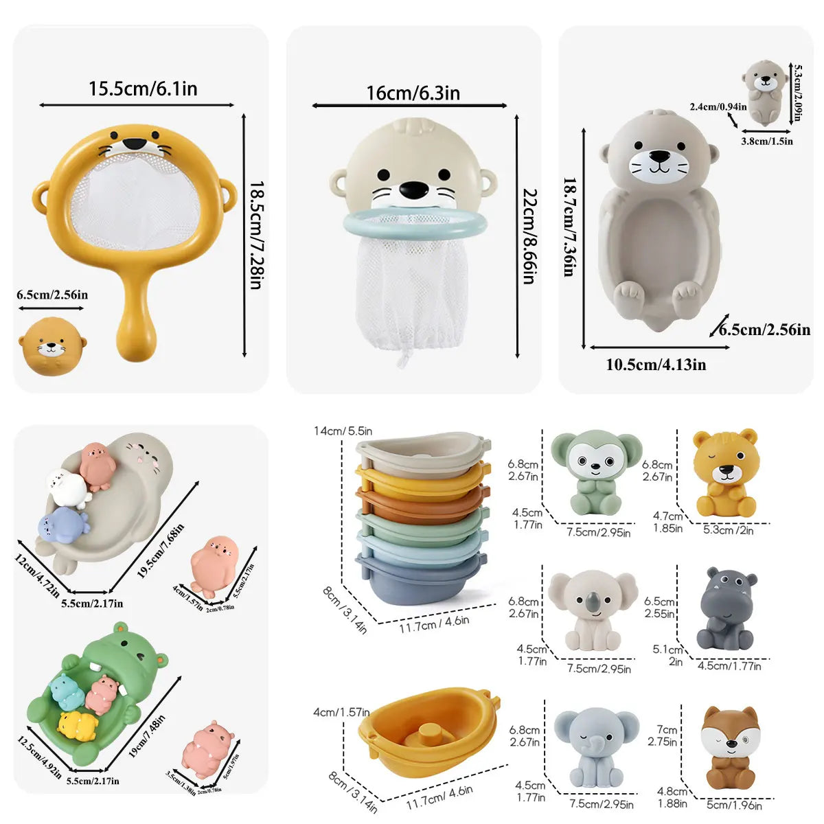 Floating Animal Bath Toy Set
