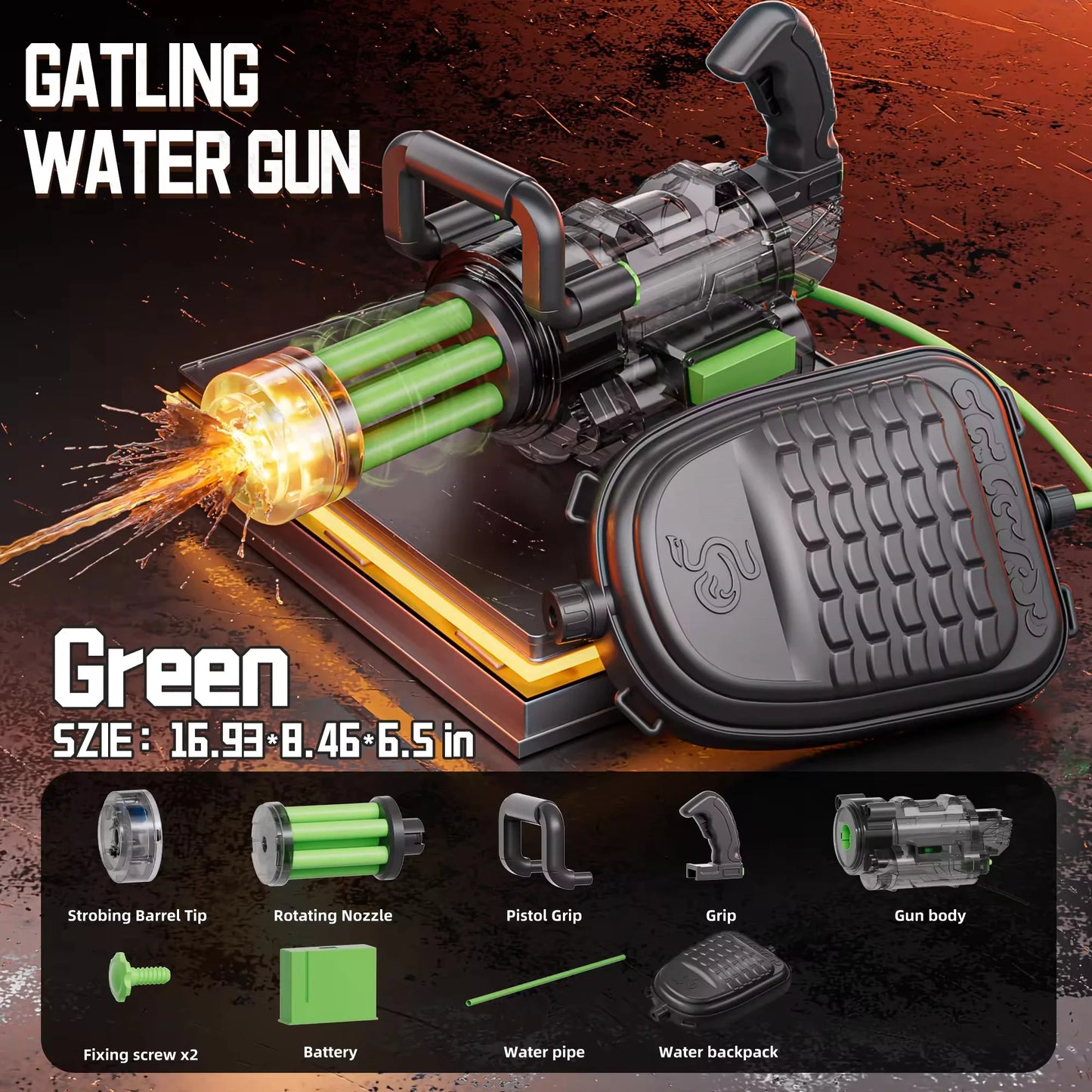 Children Gatling Electric Water Gun Toy Automatic Continuous Shooting Watergun with Backpack Summer Outdoor Beach Toys for Kids