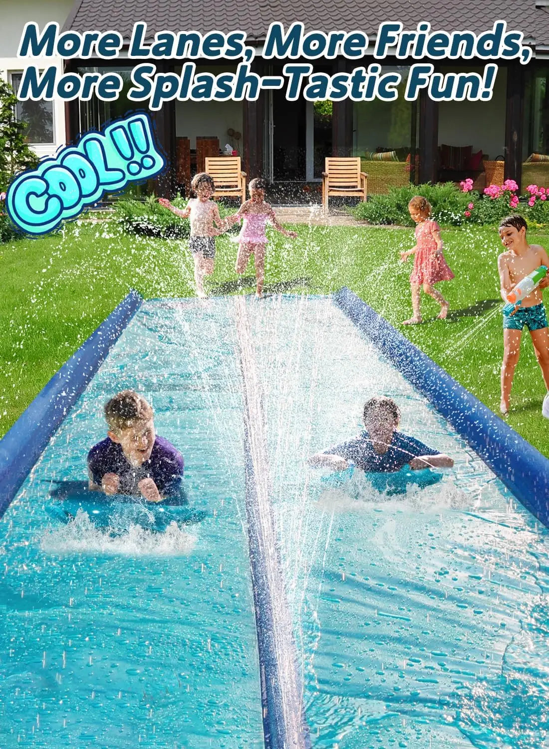Extra-Large Inflatable Water Slide with Guard Rails and Dual Sprayers for Kids and Adults