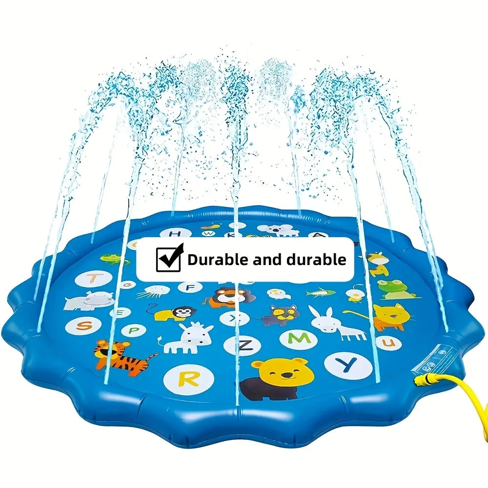 66.93 Inch Giant Luxury Splash Pad 3-in-1 Kids Sprinkler Pool Cartoon A-Z Alphabet Pattern Outdoor Yard Lawn Water Play Toy