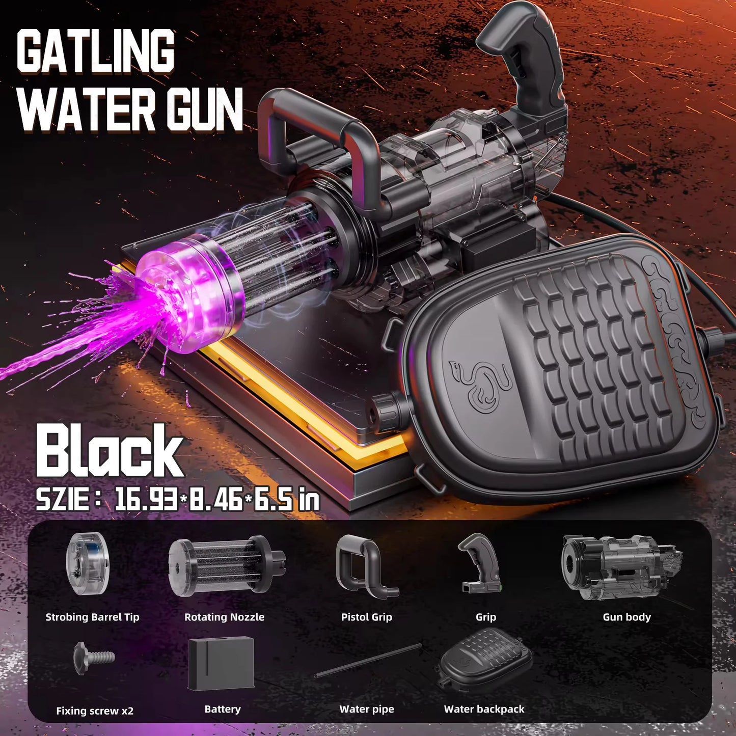 Children Gatling Electric Water Gun Toy Automatic Continuous Shooting Watergun with Backpack Summer Outdoor Beach Toys for Kids