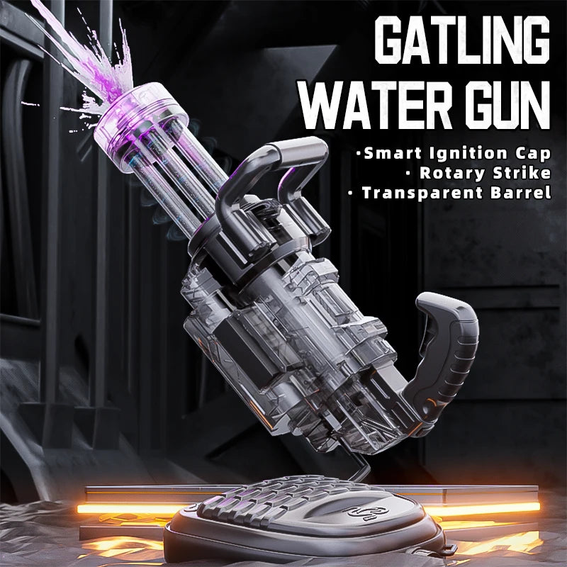 Children Gatling Electric Water Gun Toy Automatic Continuous Shooting Watergun with Backpack Summer Outdoor Beach Toys for Kids