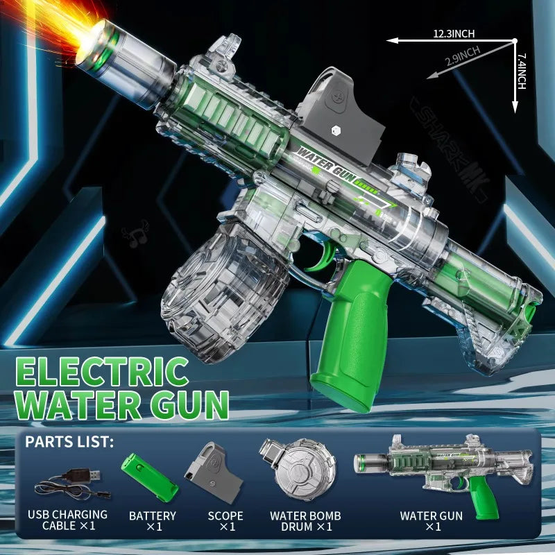 M416 Led Simulation Fire Electric Water Guns for Children Large Capacity Automatic Continuous Water Gun Kids Summer Outdoor Toys
