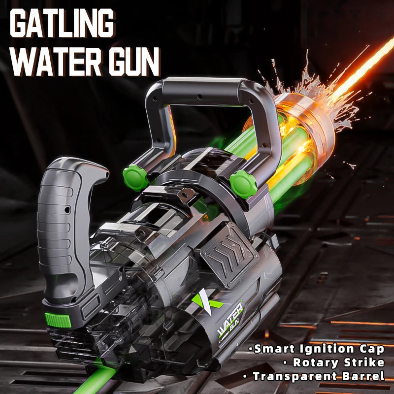 Children Gatling Electric Water Gun Toy Automatic Continuous Shooting Watergun with Backpack Summer Outdoor Beach Toys for Kids
