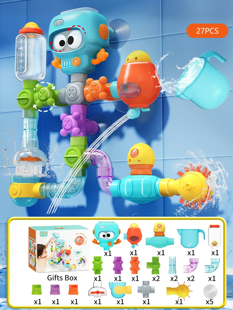 Water Play Bath Toy with Spinners and Tubes