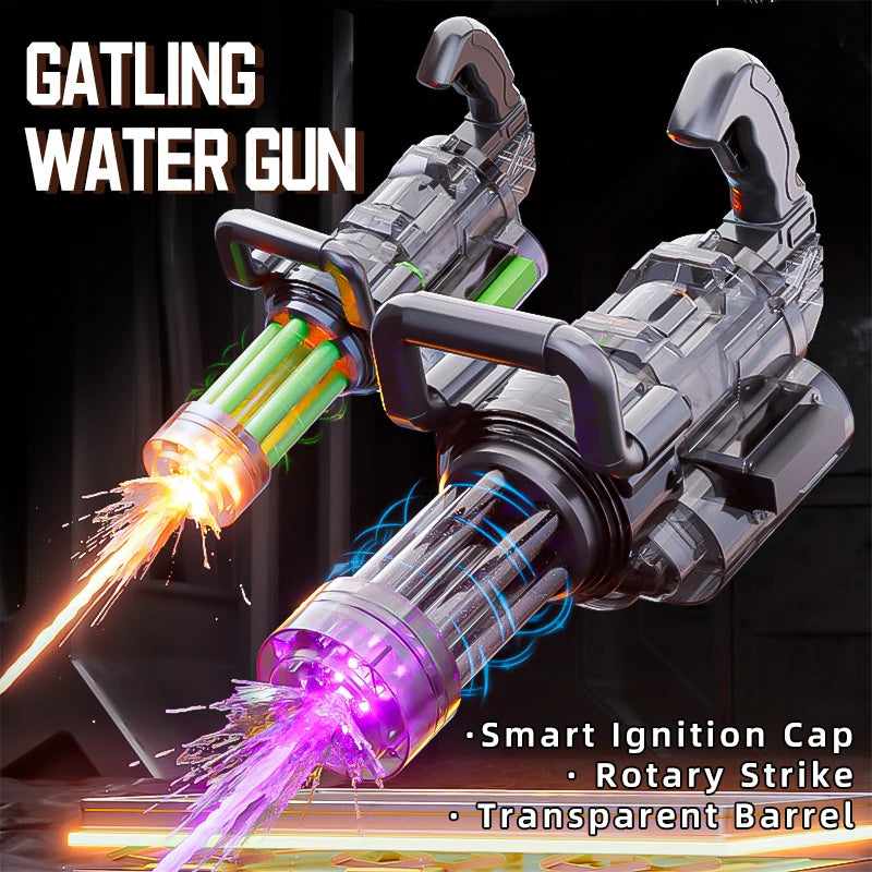 Children Gatling Electric Water Gun Toy Automatic Continuous Shooting Watergun with Backpack Summer Outdoor Beach Toys for Kids