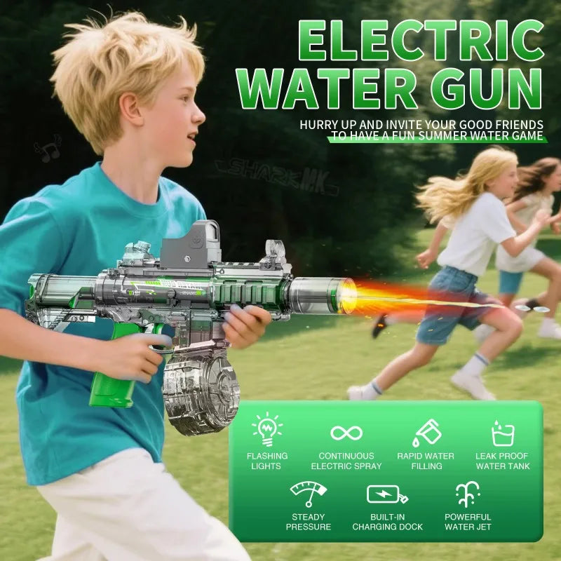 M416 Led Simulation Fire Electric Water Guns for Children Large Capacity Automatic Continuous Water Gun Kids Summer Outdoor Toys
