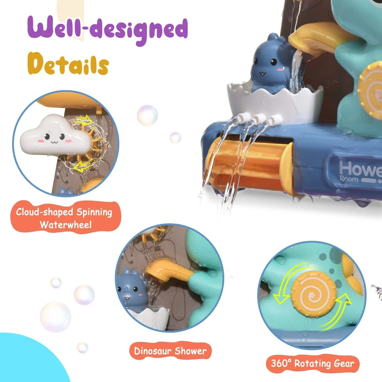 Toddler Dinosaur Bath Toy with Suction Cups