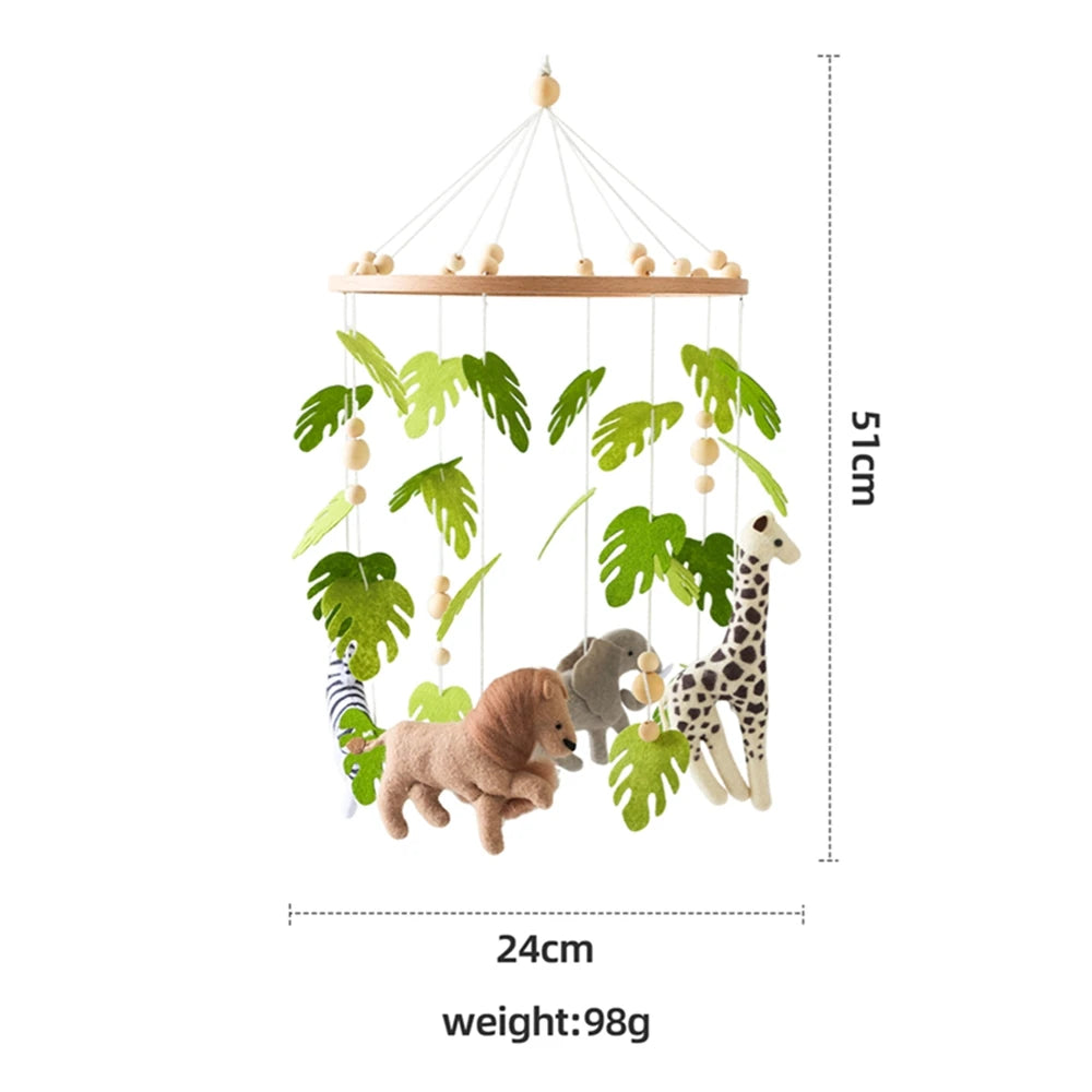 Crib Mobile Rattle Baby Wooden Bed Bell Baby Rattles Soft Felt Cartoon Bear Toys Crib Mobile Bed Bell Wood Toy Bracket Kid Gifts