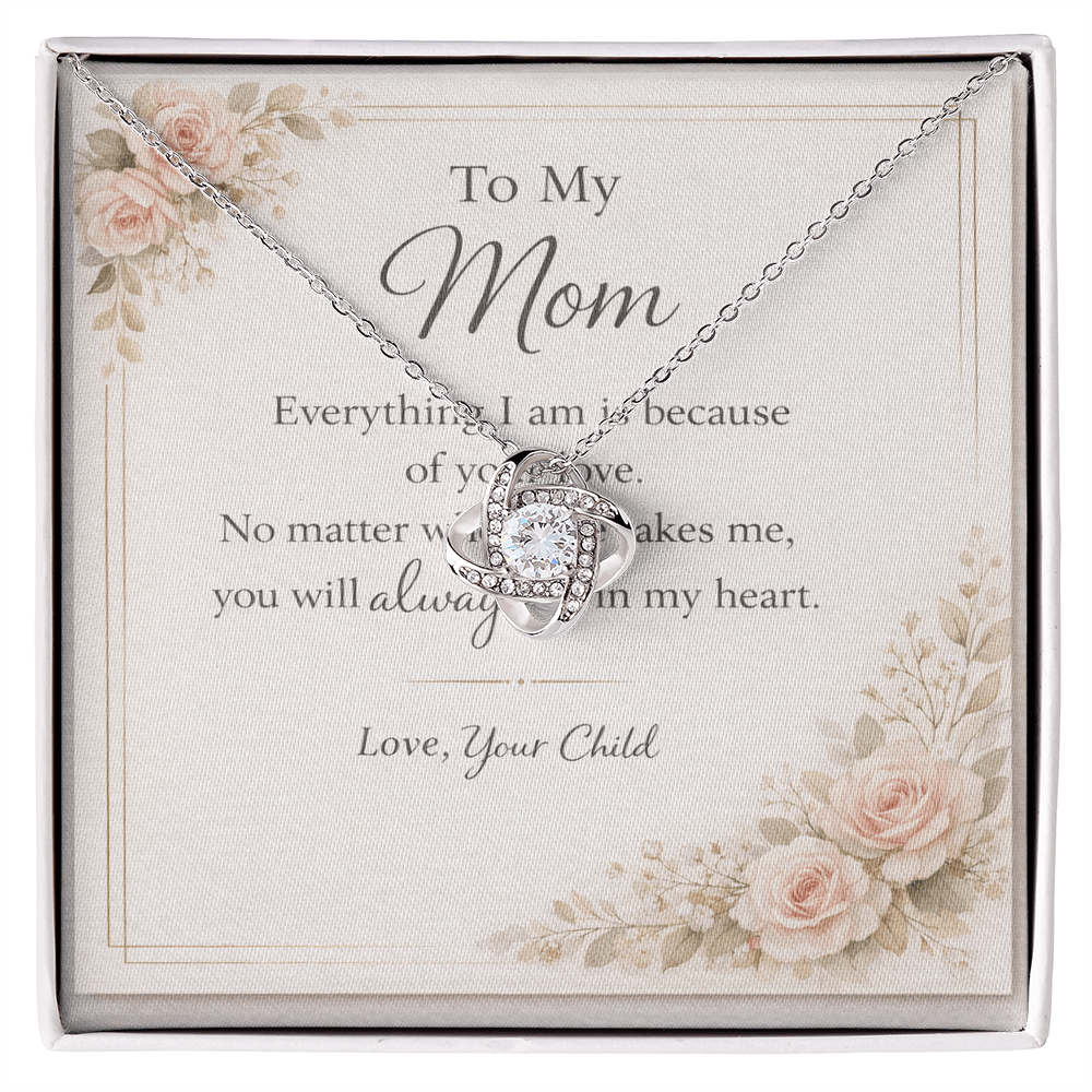 To My Mom – The Love You Gave Me Lives Here Forever” Love Knot Necklace