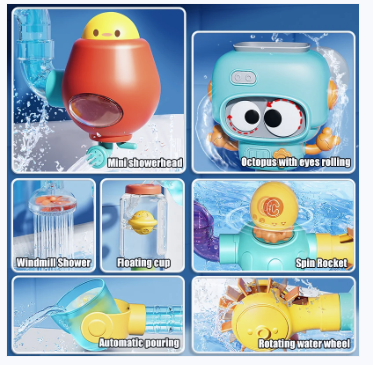Water Play Bath Toy with Spinners and Tubes